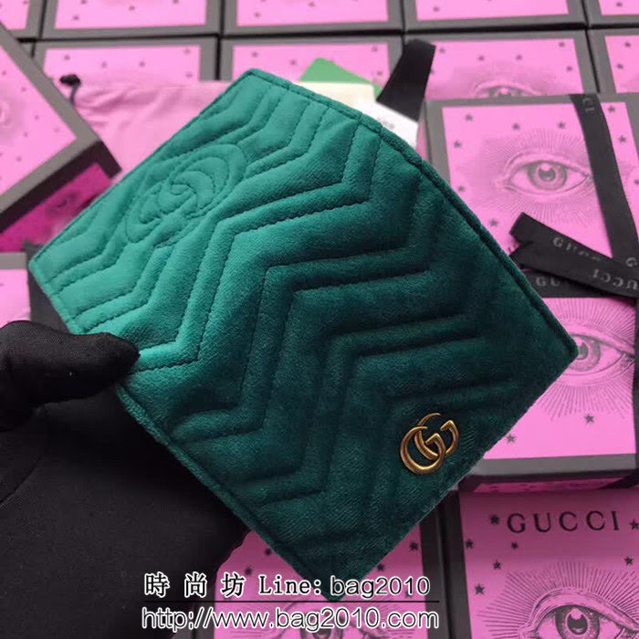 GUCCI古馳 歐洲正品原單 天鵝絨GG marmont小卡包 466492 綠色天鵝絨 WTG1353
